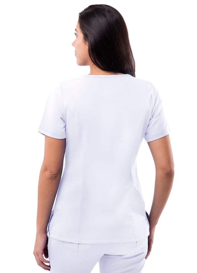 Adar Uniforms, Pro Scrubs for Women - Elevated V-Neck Scrub Top - P4212 - White - L - Image 2